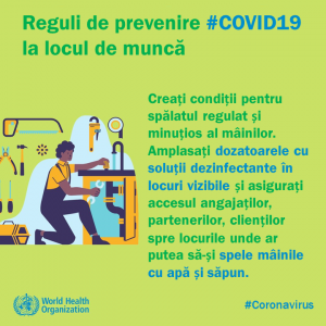 Regulile de preveni­re a coronavirusului la locul de muncă