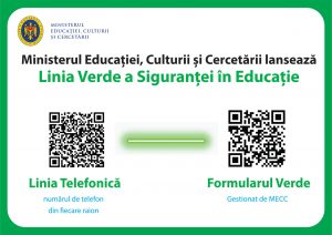 Ministerul Educației, Culturii și Cercetării în colaborare cu organele locale de specialitate în domeniul învățământului lansează Linia Verde a Siguranței în Educație