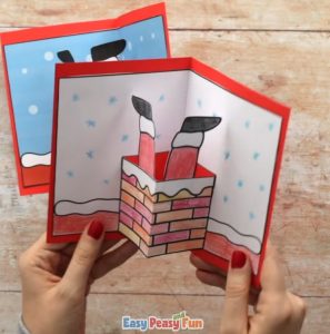 Santa in Chimney Pop Up Card