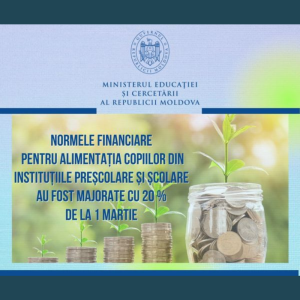 Normele financiare pentru alimentația copiilor din instituțiile preșcolare și școlare au fost majorate cu 20 % de la 1 martie