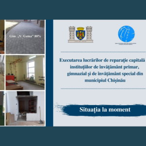 Executarea lucrărilor de reparație capitală a instituțiilor de învățământ primar, gimnazial și de învățământ special din municipiul Chișinău Situația la moment